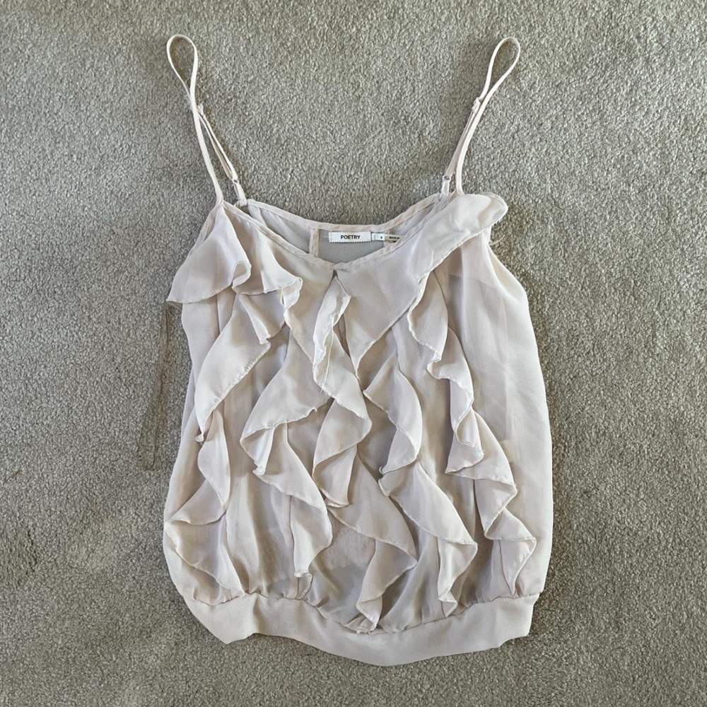 Poetry Cream Ruffled Camisole Crop Top